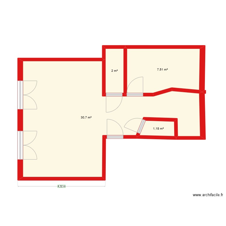 Appway first plan. Plan de 4 pièces et 41 m2