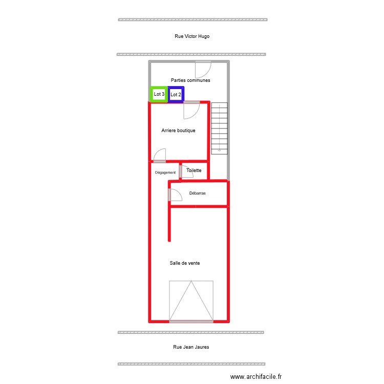 rdc trets. Plan de 2 pièces et 1 m2