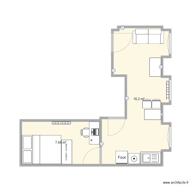 Appartement strasbourg. Plan de 2 pièces et 24 m2