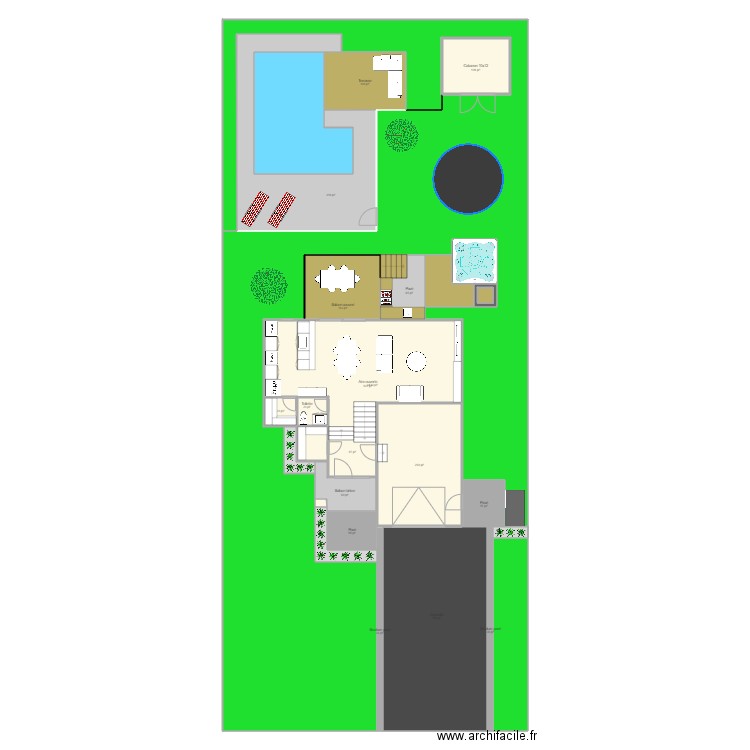 828 Madrigal extérieur mars 2021 piscine 12x21 et spa. Plan de 0 pièce et 0 m2