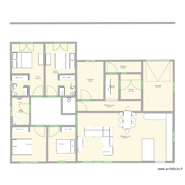 PLAN BORS 11 01 23. Plan de 12 pièces et 148 m2