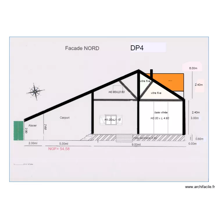 facade NORD chalet 50       eeee. Plan de 