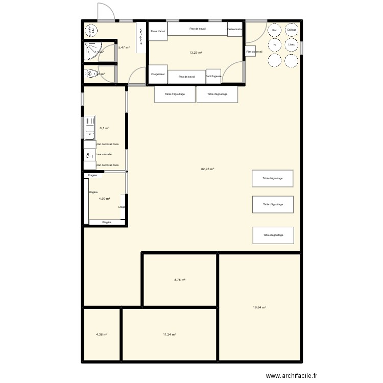 Plan laboratoire. Plan de 11 pièces et 162 m2