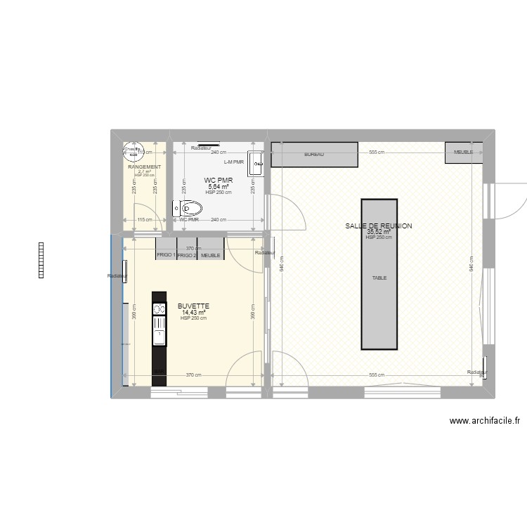 CLUB HOUSE FCSAJ. Plan de 4 pièces et 58 m2
