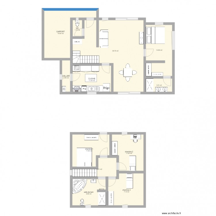 PLAN MAISON SAINT MOLF AVEC EXTENSION ET CARPORT2. Plan de 0 pièce et 0 m2