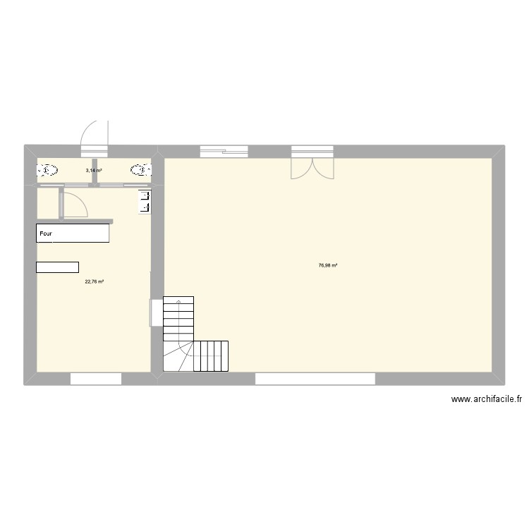 Fromagerie Grange 4 bis. Plan de 3 pièces et 103 m2