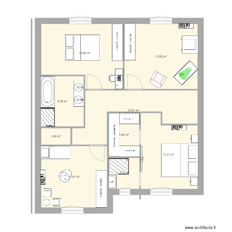 PLAN ETAGE MAISON avec amenagement def. Plan de 0 pièce et 0 m2