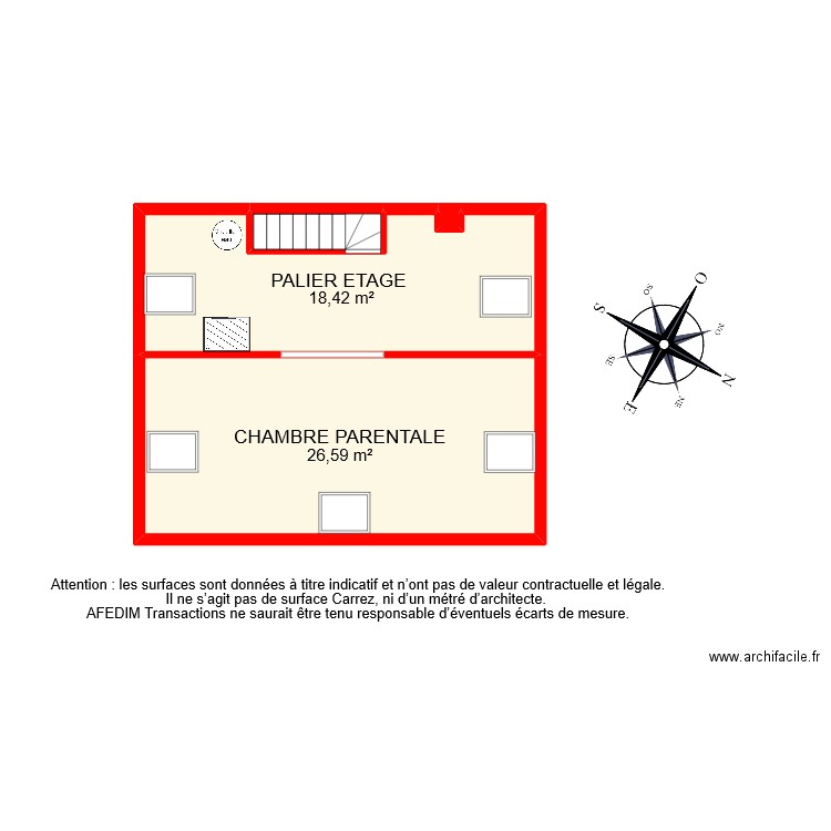 BI 9041 ETAGE 2. Plan de 4 pièces et 47 m2