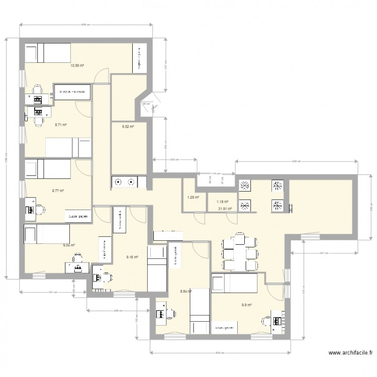 Plan Evry 5 VF3 avec Meubles. Plan de 0 pièce et 0 m2