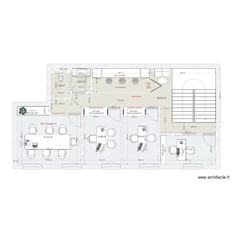 bureau de notaire 1er etage. Plan de 