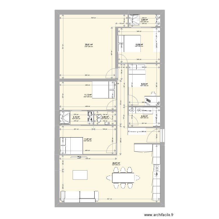 GRACIANE ET NICHO. Plan de 10 pièces et 124 m2