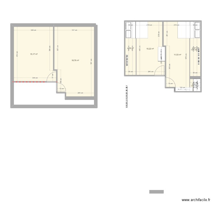 base RDC. Plan de 12 pièces et 129 m2