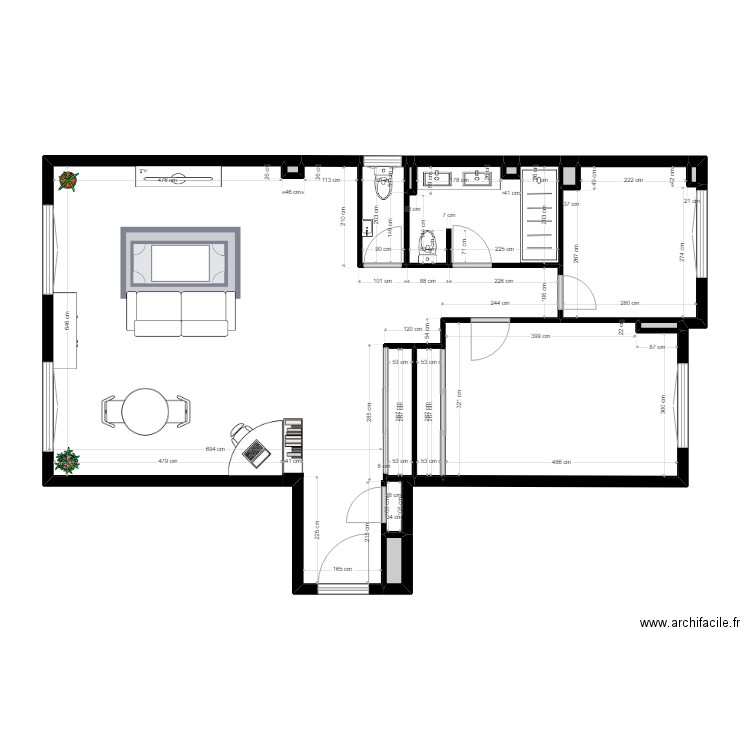 Cervantes meublé. Plan de 14 pièces et 87 m2