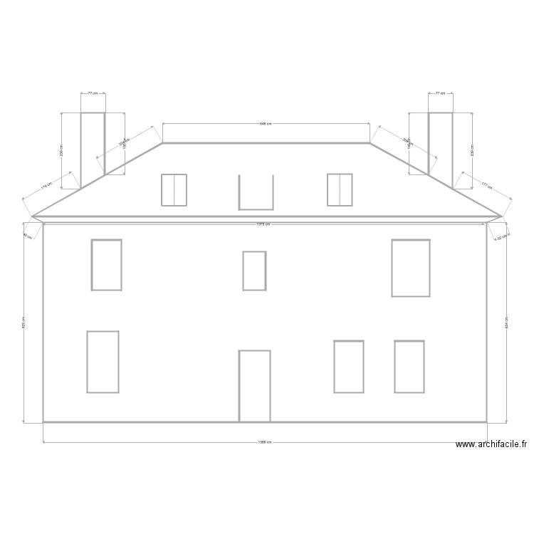 Facade sud modifiée ouverture et velux . Plan de 0 pièce et 0 m2