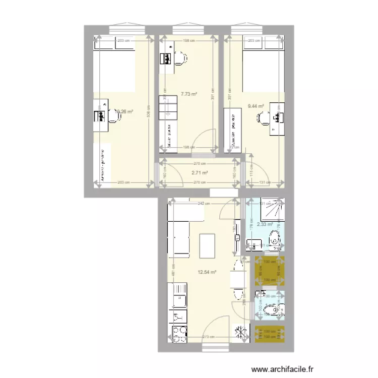 Izabella am&eacute;nag&eacute; 3 chambres. Plan de 