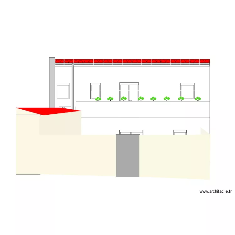 fa&ccedil;ade ouest projet persp. Plan de 
