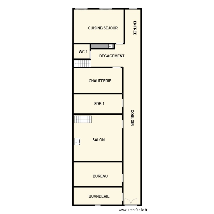 DELAPIERRE RDC. Plan de 9 pièces et 165 m2