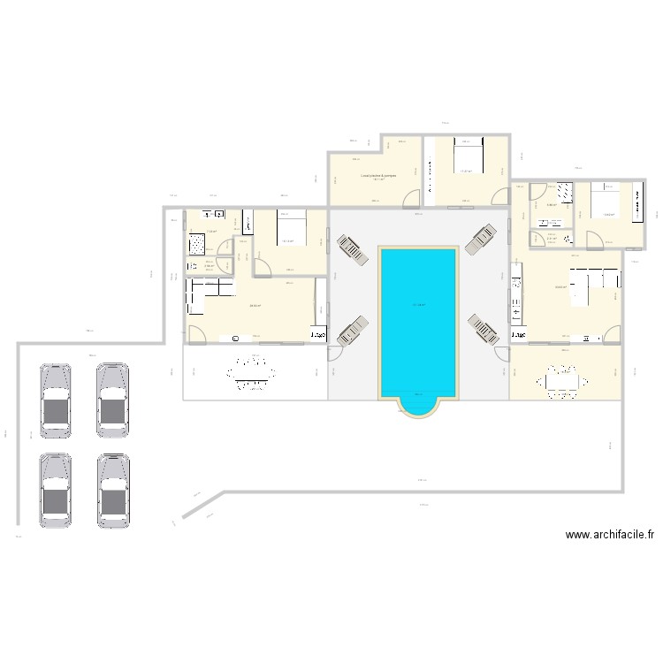 Bungalows papa 3. Plan de 12 pièces et 261 m2