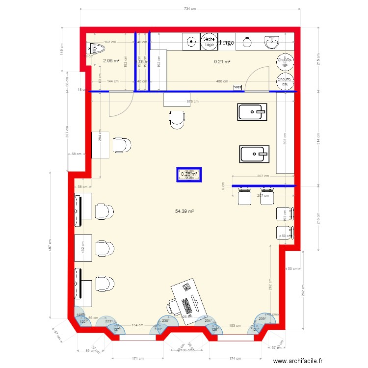 salon de coiffure. Plan de 0 pièce et 0 m2