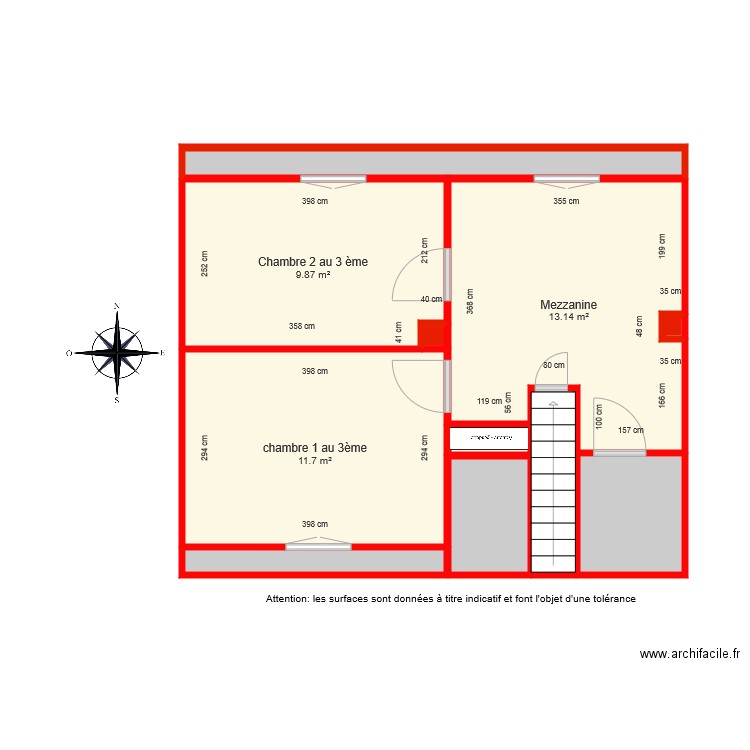 BI 2874 3ème niveau coté. Plan de 0 pièce et 0 m2