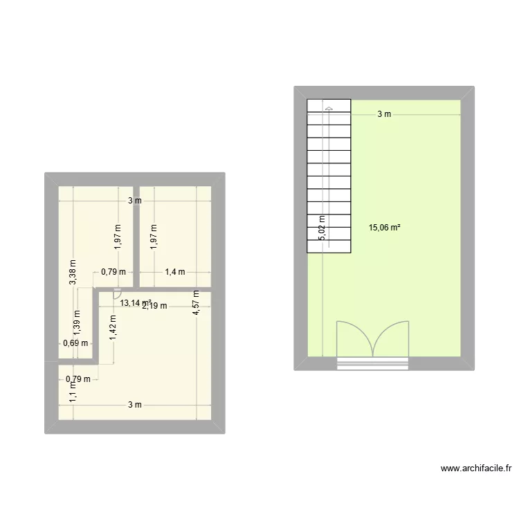 Faute sur mer. Plan de 2  et 28 m²