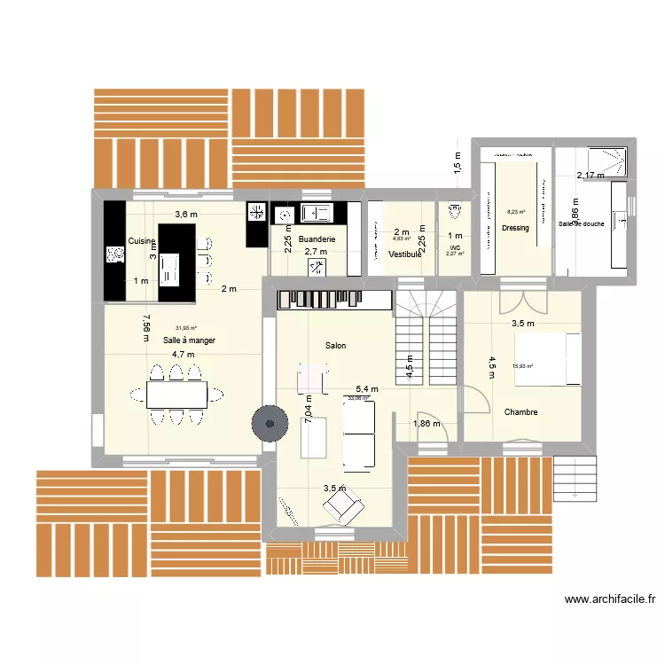 Linkin V5. Plan de 6 pièces et 101 m²