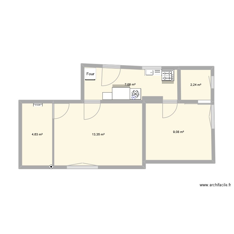Plan 02. Plan de 5 pièces et 36 m2