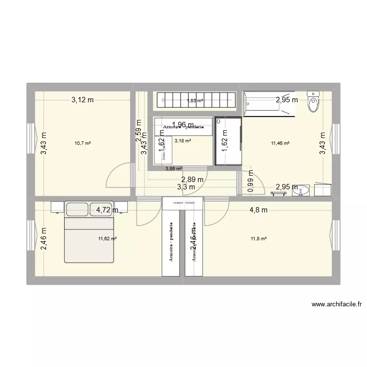 maison 1er étage. Plan de 7 et 54 m² maison 1er étage. Plan de 7 et 54 m²