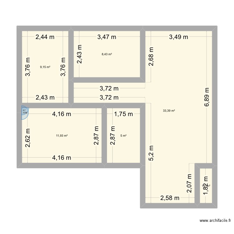 Maison 2. Plan de 6 pièces et 69 m2