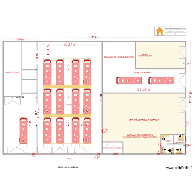 20240915 Garage autobus Boucherville Varenne. Plan de 10 pièces et 1898 m2