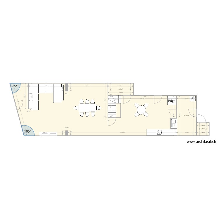 81 rdc. Plan de 4 pièces et 90 m2