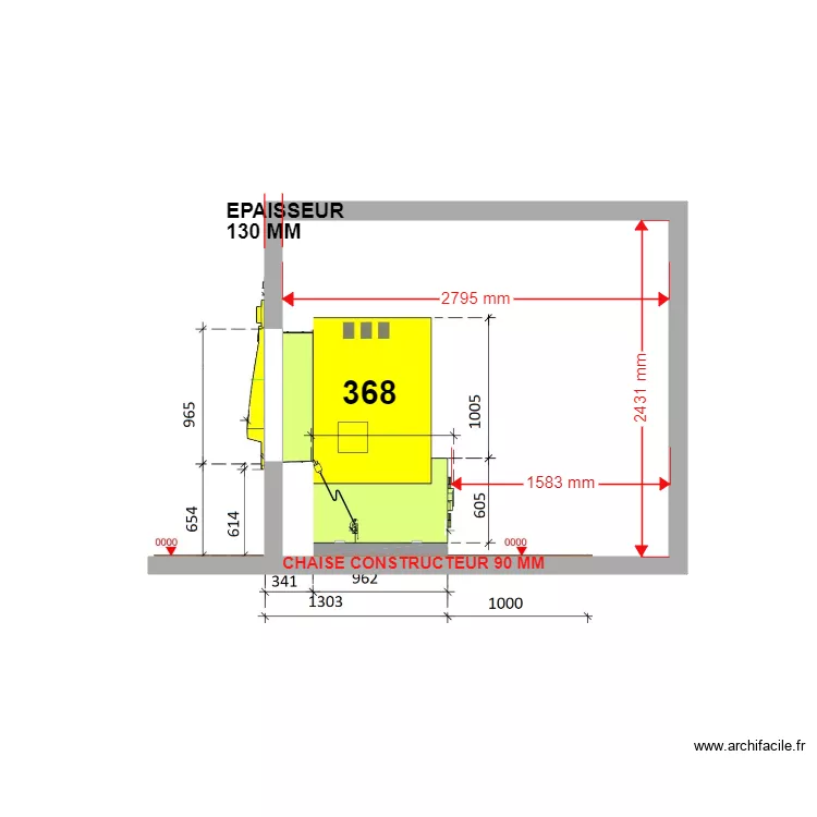 COUPE EXISTANT GAREOULT 368. Plan de 