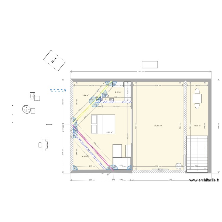 PROJET 4 CHAMBRE DANS COMBLES TER. Plan de 0 pièce et 0 m2