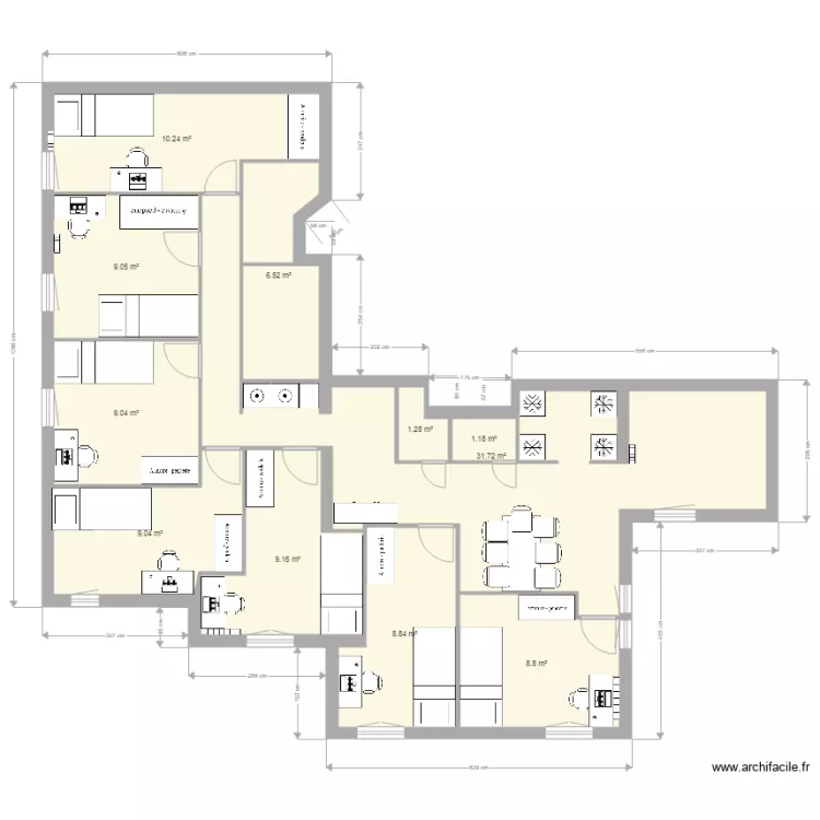 Plan Evry 5 VF4 avec Meubles. Plan de 