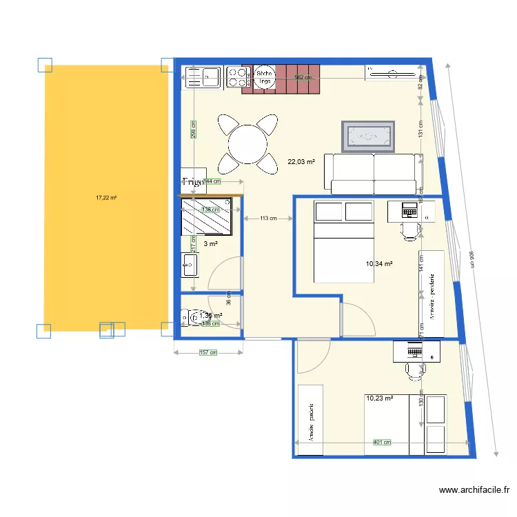 appartement rte Lod&egrave;ve V3. Plan de 