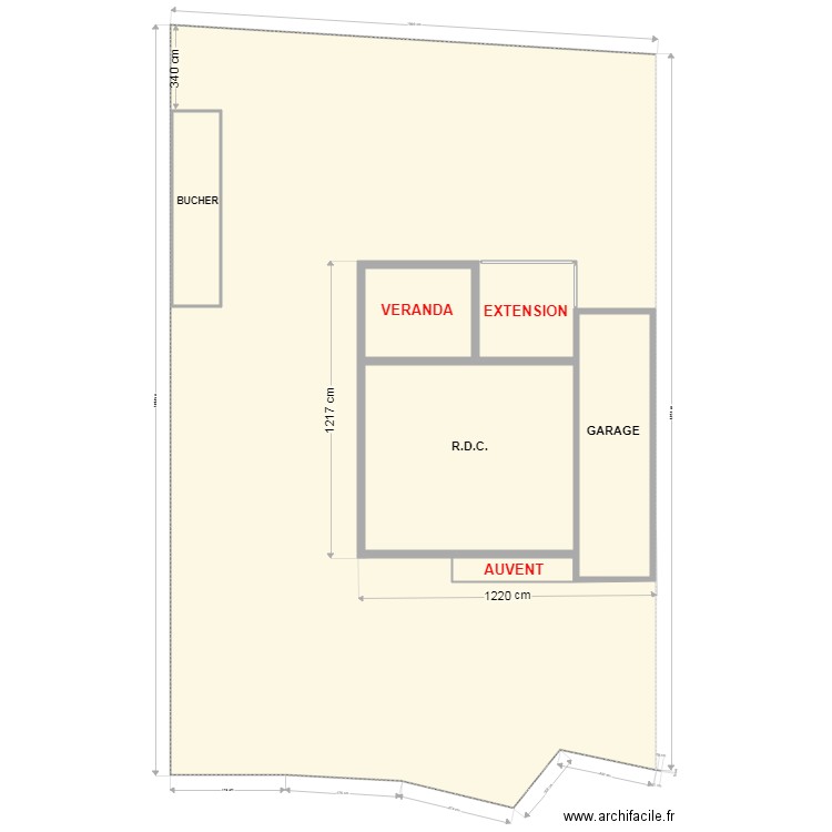 PLAN DE MASSE 1/200 EXTENSION. Plan de 6 pièces et 731 m2