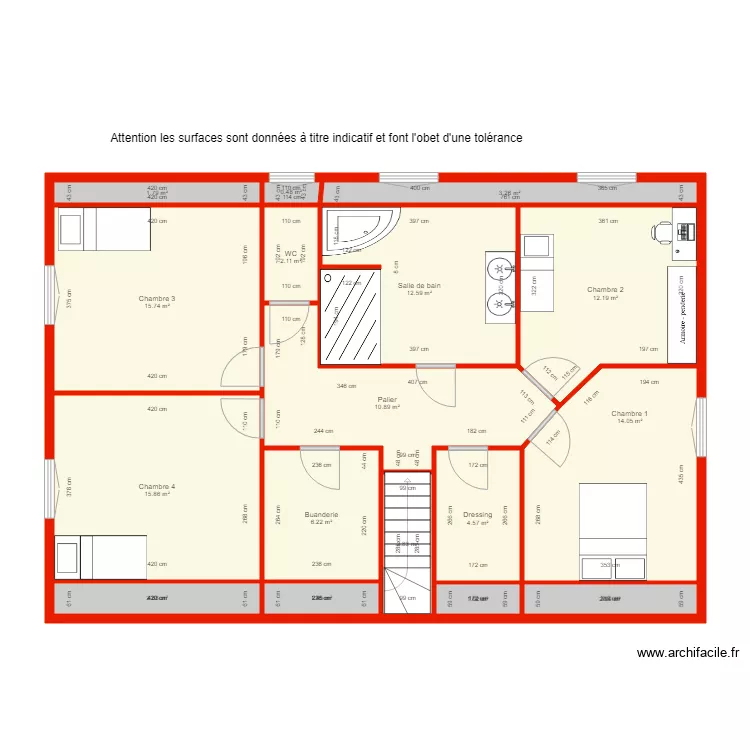 BI 1845 Etage c&ocirc;t&eacute;. Plan de 