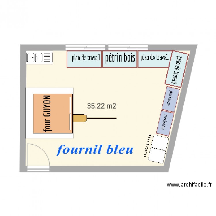 EXACT fournil bleu avec évier. Plan de 0 pièce et 0 m2