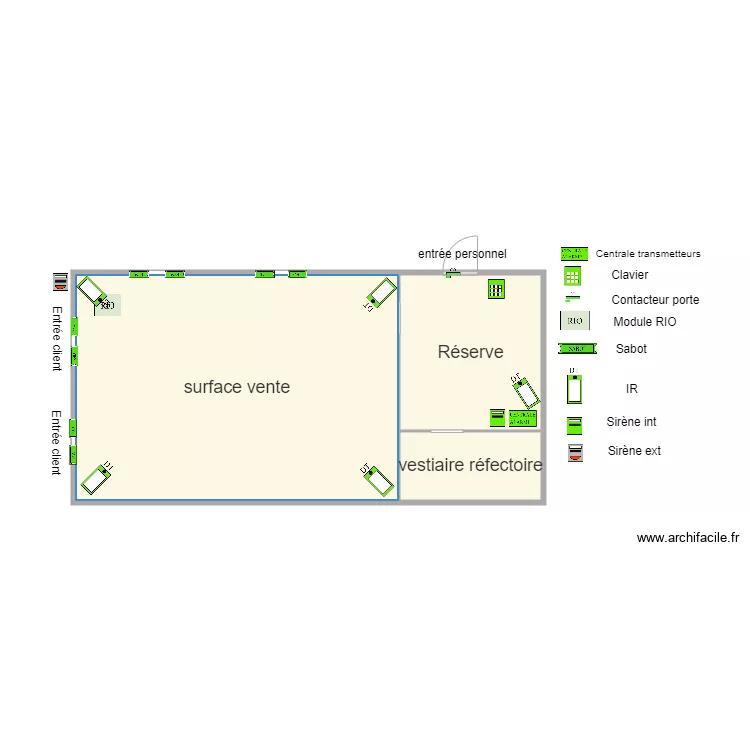BUREAU VALLEE ALARME. Plan de 