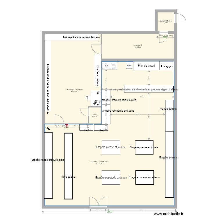 plan local commercial 2. Plan de 5 pièces et 186 m2