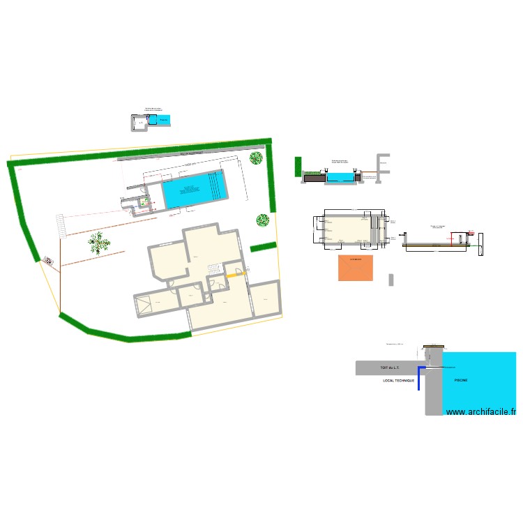 Agnelas piscine v16b. Plan de 14 pièces et 255 m2