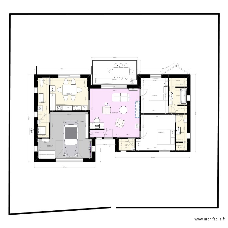 Dernier projet. Plan de 9 pièces et 122 m2