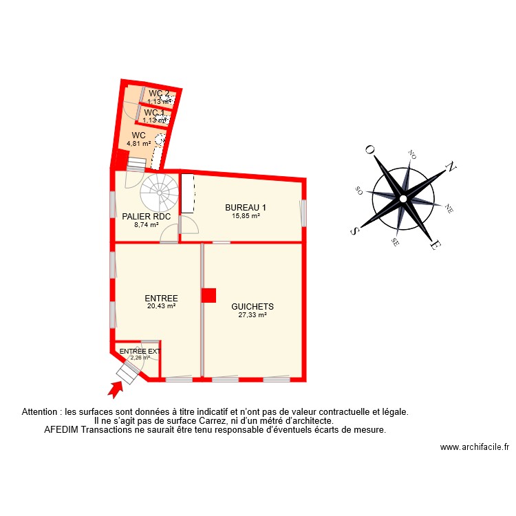 BI8242 RDC. Plan de 10 pièces et 83 m2