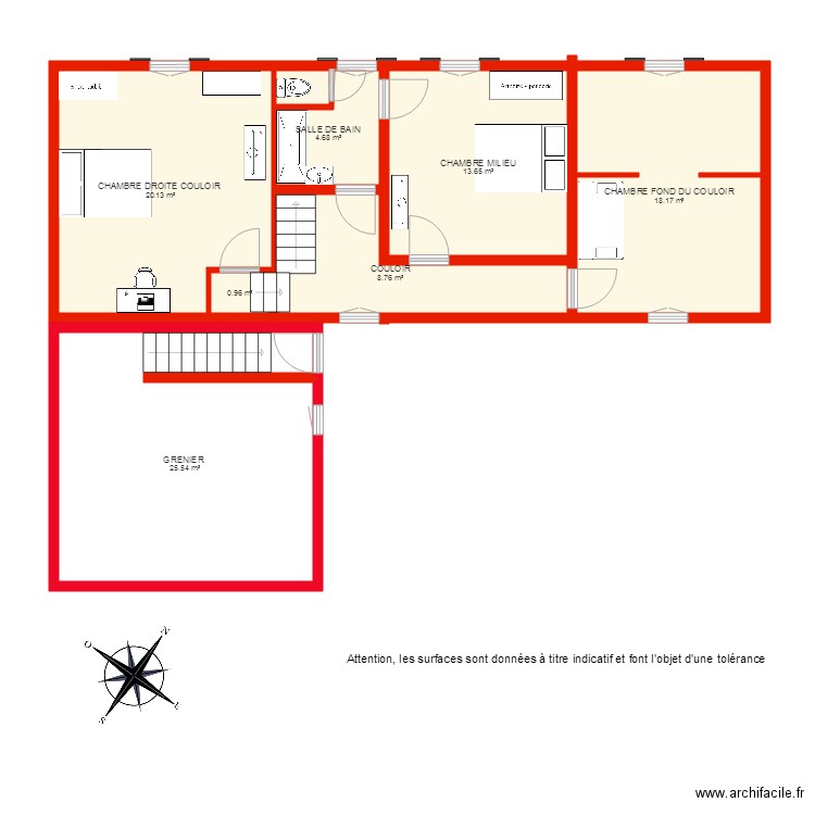 BI 3688 PLAN  ETAGE NON COTE. Plan de 0 pièce et 0 m2