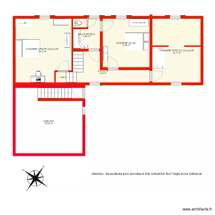 BI 3688 PLAN  ETAGE NON COTE. Plan de 