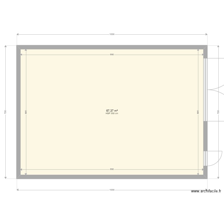 dépot. Plan de 1 pièce et 67 m2