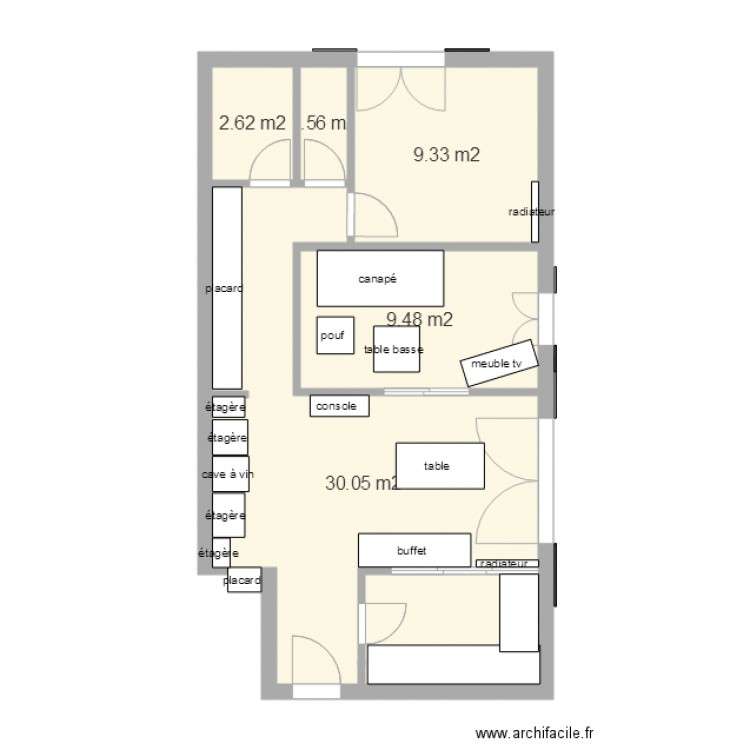 appart porte coulissante. Plan de 0 pièce et 0 m2