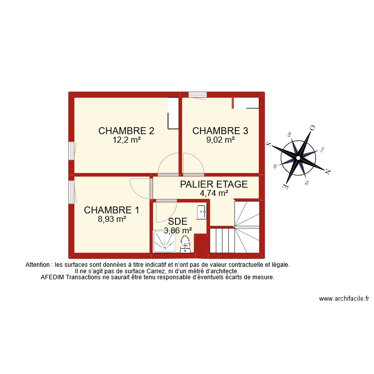 BI 9317 ETAGE . Plan de 7 pièces et 42 m2