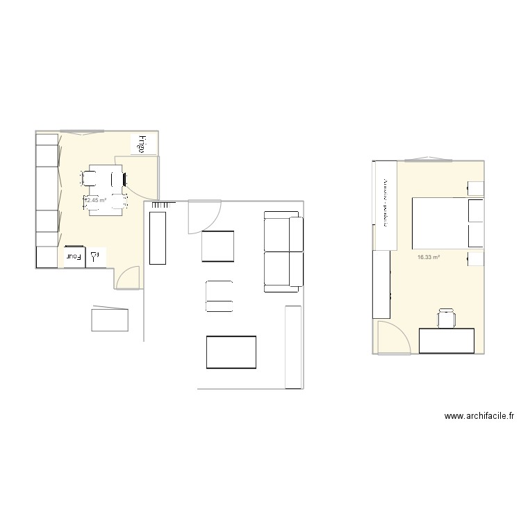 Salon et bureau. Plan de 0 pièce et 0 m2