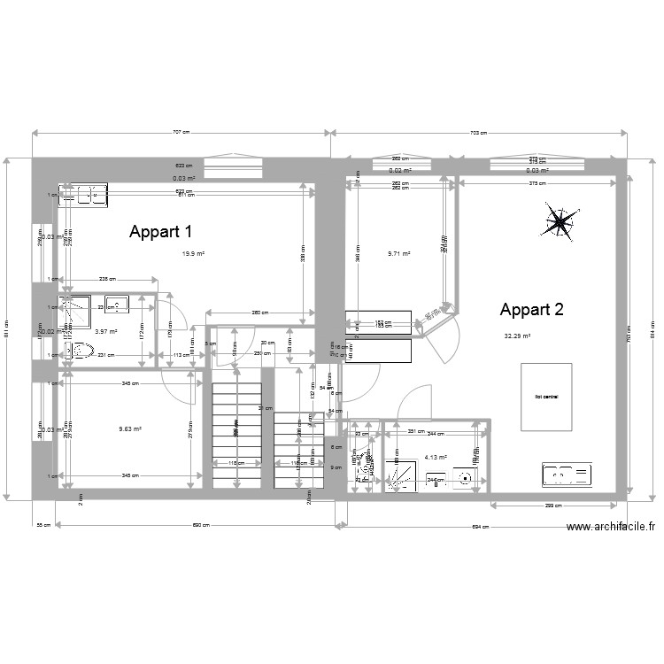 appart 1 et 2 projet suite. Plan de 0 pièce et 0 m2